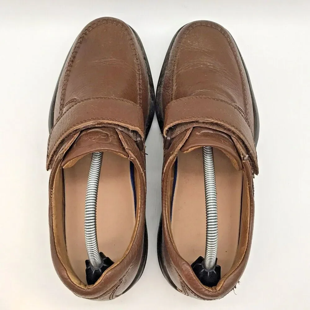 Dr. Comfort Scott 9020 Comfort Shoe Men's 9.5W Brown Leather Low Top Hook & Loop